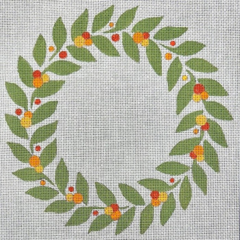 HO2453 WREATH ORANGE BERRIES 7.5 x 7.5 13 Mesh Raymond Crawford Designs