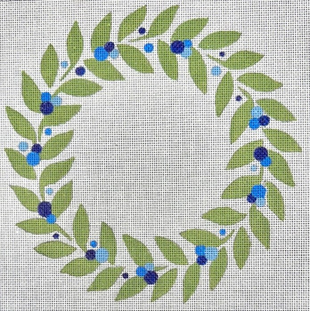 HO2454 WREATH BLUE BERRIES 7.5 x 7.5 13 Mesh Raymond Crawford Designs