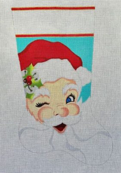 HO2544 WINKING SANTA LARGE STOCKING 22 inches long, 18 Mesh Raymond Crawford Designs