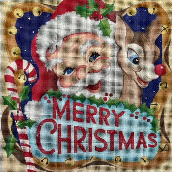 HO2562 SANTA/REINDEER SQUARE 12 x 12 18 Mesh Raymond Crawford Designs