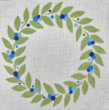 HO2454 WREATH BLUE BERRIES 7.5 x 7.5 18 Mesh Raymond Crawford Designs