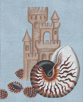 4254 Leigh Designs Chambered Nautilus Shell  8" x 10" 18 Mesh Sand Castles