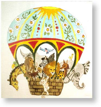 P165 Animals in a Balloon 18 Mesh 13.75 x 14.5” CBK Eddie & Ginger 