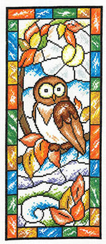 Stained Glass Autumn Owl 92w x 214h by Imaginating 25-2292