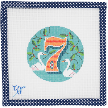 TWELVE DAYS OF CHRISTMAS WS-12D-07 Seven Swans 5" round 18 Mesh WIPSTITCH Needleworks!