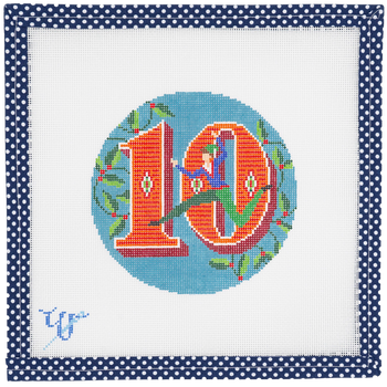 TWELVE DAYS OF CHRISTMAS WS-12D-10 Ten Lords a Leaping 5" round 18 Mesh WIPSTITCH Needleworks!