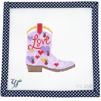 WS-250 Lovebug COWBOY BOOT 4" wide by 4" tall 18 Mesh WIPSTITCH Needleworks!