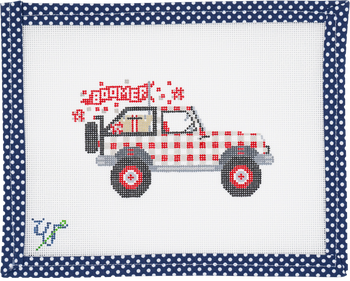 WS-099 Oklahoma Jeep 5" wide by 4" tal 18 Mesh WIPSTITCH Needleworks!