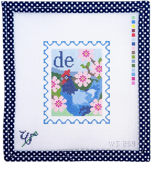 BIRD AND FLOWER STAMP  WS-299 Delaware 3.5" wide by 4.25" tall 18 Mesh WIPSTITCH Needleworks! BIRD AND FLOWER STAMP  WS-299 Delaware 3.5" wide by 4.25" tall 18 Mesh WIPSTITCH Needleworks!