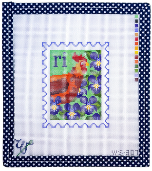 BIRD AND FLOWER STAMP WS-307 Rhode Island 3.5" wide by 4.25" tall 18 Mesh WIPSTITCH Needleworks!