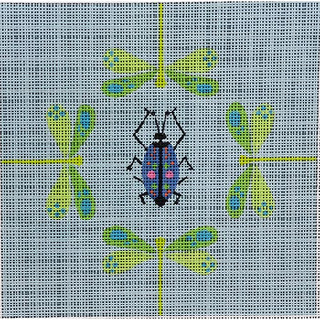 ZE836 Four Dragonflies and a Beetle 6″ x 6″ 18  Mesh Zecca
