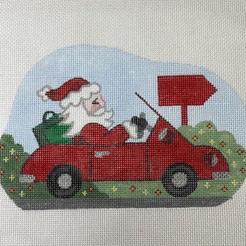 CA-SOV9 Cheryl Schaeffer And Annie Lee Designs 6 x 6 18 Mesh Santa Driving