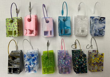 Soon Pink Sparkly Acrylic Drops Set of 10 Pictured Top Row, Second From Left by Willoughby Ann