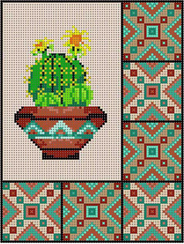 G-769A Cactus& Border #1 13 Mesh 6x8 Treglown Designs