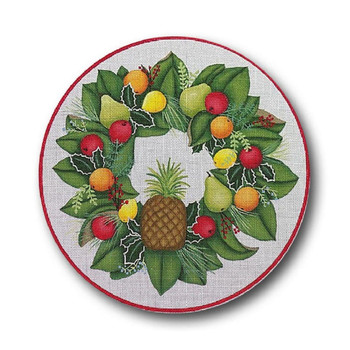 GD-EX 02 Wreath - Holly and Fruit 12” rd 18 Mesh Ginny Diezel