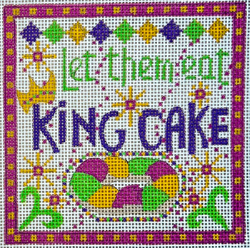 CH-1203 Let Them Eat King Cake Square 4 x 4 18 Mesh CH Designs