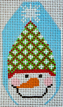 CH-1233 Snowman Ornament - Hat with Snowflakes 2 ½ x 4 ½  13 Mesh CH Designs
