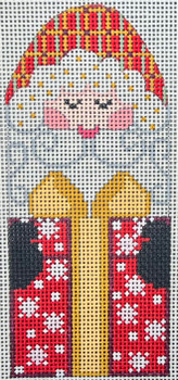 CH-1287 Santa with Red Present 2 ¼ x 5 18 Mesh CH Designs