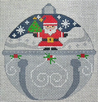 CH-1493 Santa Jingle Bell  4 ¼ x 4 ¼  18 Mesh CH Designs