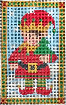 CH-1544 Elf Holding Tree 3 ½ x 5 ½ 13 Mesh CH Designs