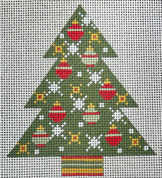 CH-1612 Tree with Ornaments  9 X 10 13 Mesh CH Designs