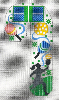 CH-1689 Lady Pickleball Candy Cane  2¾ x 5¼ 18 Mesh CH Designs
