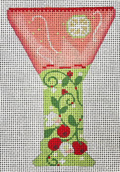 CH-1695 Cocktail Scissors Case - Cosmopolitan  3 ¾ x 4 ¼ 18 Mesh With Stitch Guide CH Designs