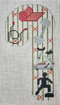 CH-1690 Exercise Candy Cane 2¾ x 5¼  18 Mesh CH Designs