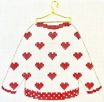 HB-186 Sweater - Valentine 4 ½ x 3 ½ 18 Mesh Stitch Guide Included Hummingbird Designs