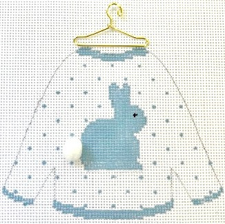 HB-188 Sweater - Blue Bunny 4 ½ x 3 ½ 18 Mesh Stitch Guide Included Hummingbird Designs