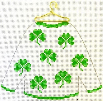 HB-189 Sweater - Shamrocks 4 ½ x 3 ½ 18 Mesh Stitch Guide Included Hummingbird Designs