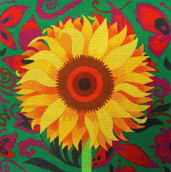 JTS-02-18 Sunflower 9 x 9 18 Mesh JANE TATTERSFIELD