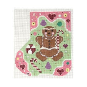 Christmas Mini-Sock C762 Gingerbread 4X5 18 Mesh Shelly Tribbey Designs