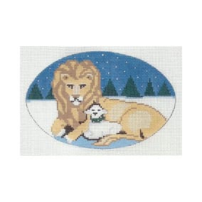 Christmas Ornament C04 Lion & Lamb 5.75 X 3.75 18 Mesh Shelly Tribbey Designs