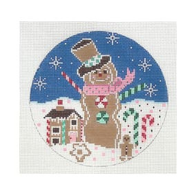 Christmas Ornament C05 Ginger Snowman 5"RD 18 Mesh  Shelly Tribbey Designs