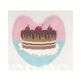 Christmas Ornament C332 Cake - Chocolate w/cherries 5 X 4.75 18 Mesh Shelly Tribbey Designs