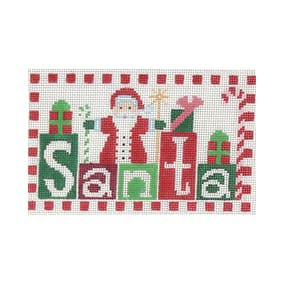 Christmas Ornament C453 Santa Blocks 5.75X3.5 18 Mesh Shelly Tribbey Designs