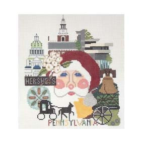 Santa Head LAND11 Pennsylvania Shelly Tribbey Designs 6.25 x 7.5 18 Mesh