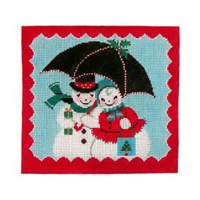 Christmas Larger Design C335 Snow Couple Holiday Shopping Shelly Tribbey Designs 7.25X7 18 Mesh