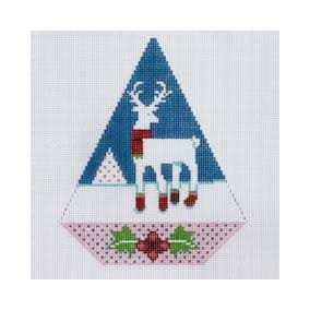 Triangle Christmas Ornament TR14 6 X 7.5 18 Mesh Festive Reindeer Shelly Tribbey Designs