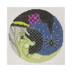 Halloween H88 Wicked Witch Moon Round Shelly Tribbey Designs 4" RD 18 Mesh