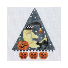 Halloween Triangle Ornament HTR10B Witchy Moon Shelly Tribbey Designs 6X7.5 13 Mesh