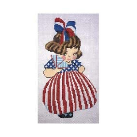 Floral P115 Patriotic Girl Shelly Tribbey Designs 3X7 18 Mesh