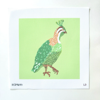 Green Quail Printed Canvas  12” x12” 13Mesh Lemon Daisy