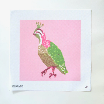 Pink Quail Printed Canvas 12” x12” 13 Mesh Lemon Daisy