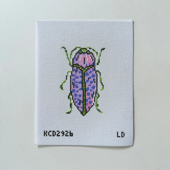 Purple Beetle Printed Canvas3 1/4” x 5”, 13 Mesh Lemon Daisy