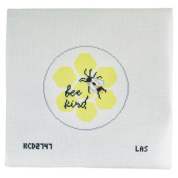 Bee Kind Printed Canvas 4 1/2" Round 18 Mesh Liesel Anne