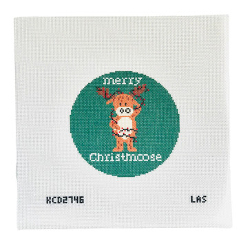Merry Christmoose Printed Canvas 4" Round 18 Mesh Liesel Anne
