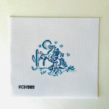 Pearly Gates Cowboy with Stars 13 Mesh Printed Canvas 5 3/4" x 4 1/2" 13 Mesh