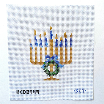 Chrismukkah Menorah Printed Canvas 4" x 5 1/4" 13 Mesh SCT Designs (KCN) KCD1422